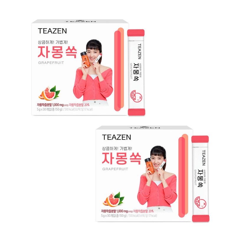 Teazen Grapefruit Sok Powder Tea – 5g x 30 Sticks x 2 Packs티젠 자몽쏙 분말차 K-Food