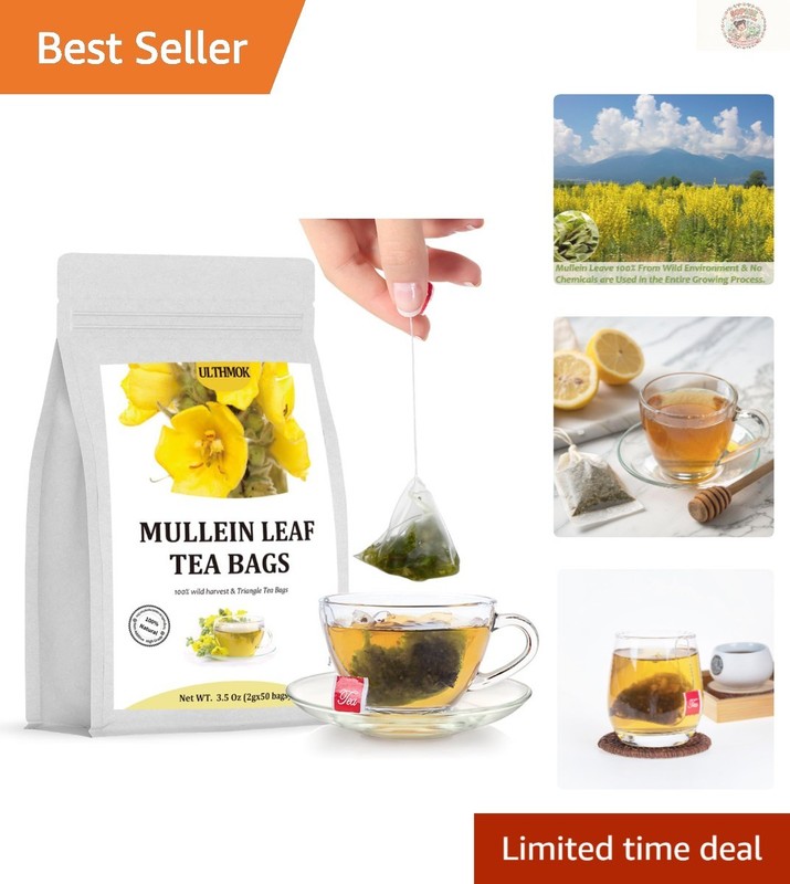 Natural 50 Count Mullein Leaf Tea – Wild Harvested for Lungs & Respiratory Care