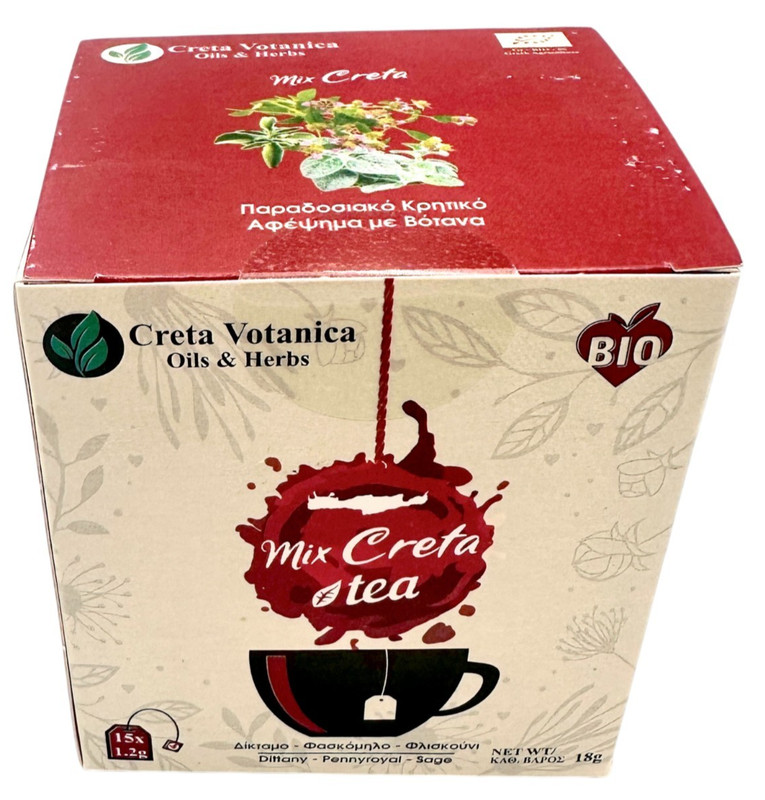 Organic Cretan Mixed Tea Herbal Tea Bags ( Dittany – Pennyroyal – Sage )