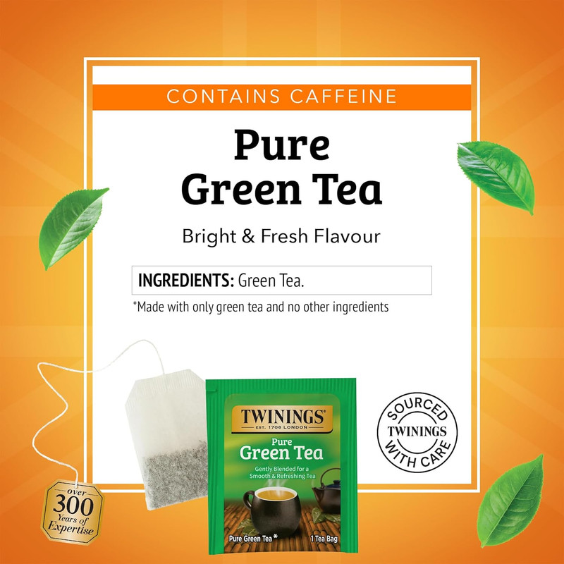 Pure Green Tea Individually Wrapped Bags, 100 Count (Pack of 1), Smooth & Refres gallery