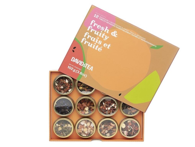 DAVIDsTEA Fresh & Fruity Tea Sampler, Loose Leaf Tea Gift Set 12 Fruity infusion
