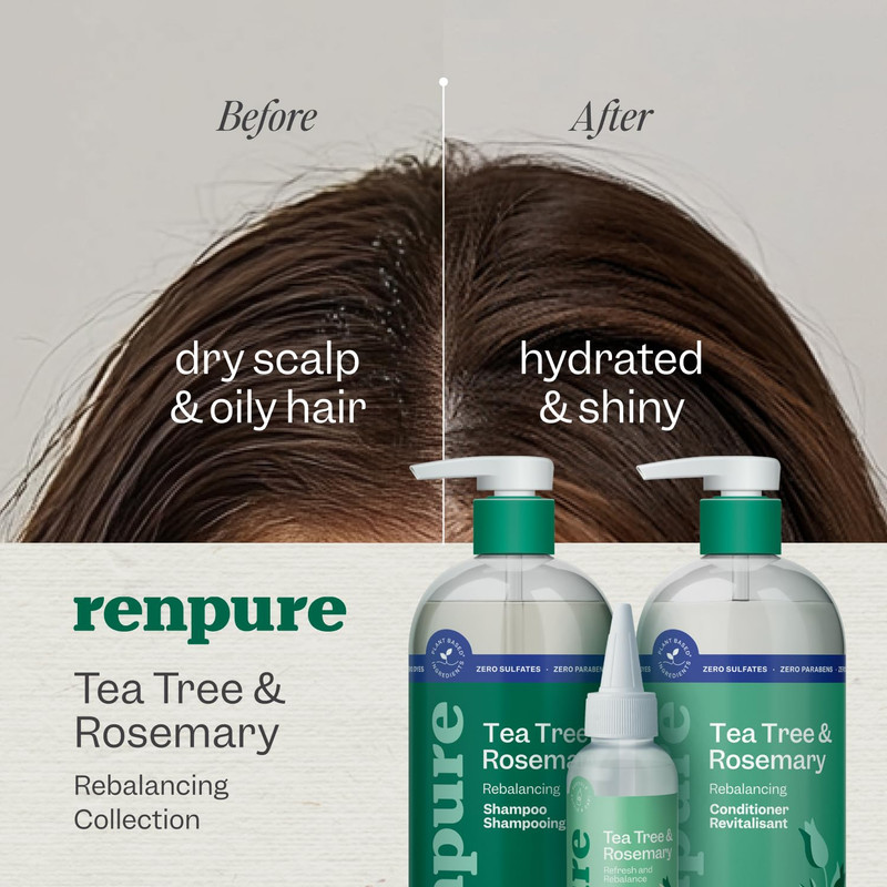 Tea Tree & Rosemary Shampoo and Conditioner Set, Plant Based - Refreshes & Rebal gallery