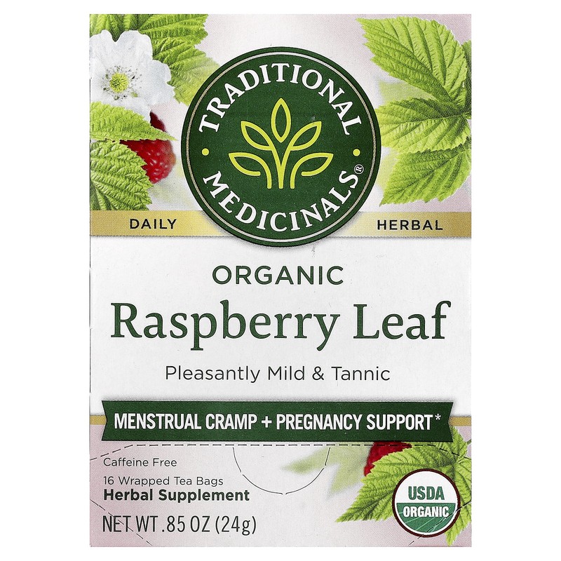 Organic Raspberry Leaf, Caffeine Free, 16 Wrapped Tea Bags, 0.85 oz (24 g)