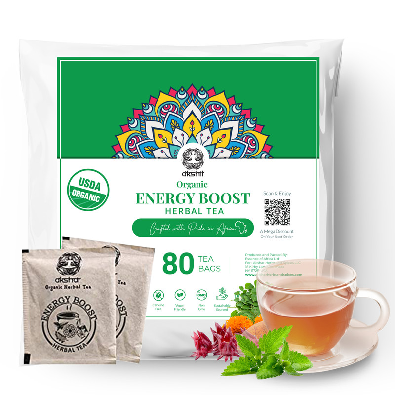 Hibiscus Moringa Tea Blend, 80 Bags, Energy Boost Tea, Herbal Tea, Caffeine Free