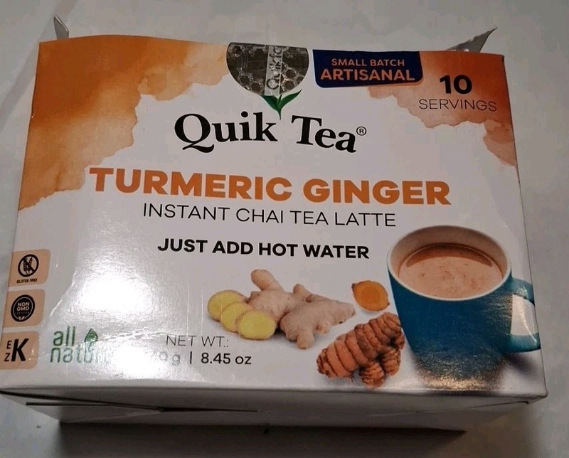 Quik Tea Turmeric Ginger Instant Chai Tea Latte 10 Servings Exp:12/27/2026