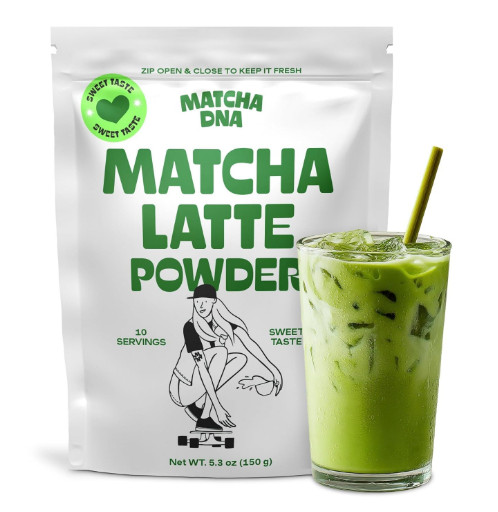 MatchaDNA Matcha Latte – Sweet Powder with Milk, No 5.3oz Bag