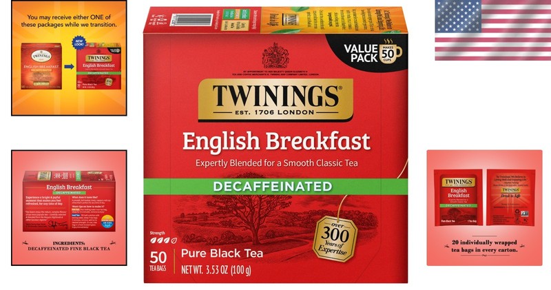 Hand-Selected Decaffeinated English Breakfast Tea - Lively & Refreshing, 50 Bags gallery