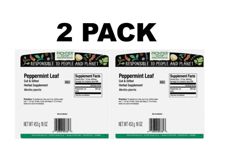2 PACK Frontier Co-op Peppermint Leaf Cut & Sifted for Tea (16 oz. each) 12/2026