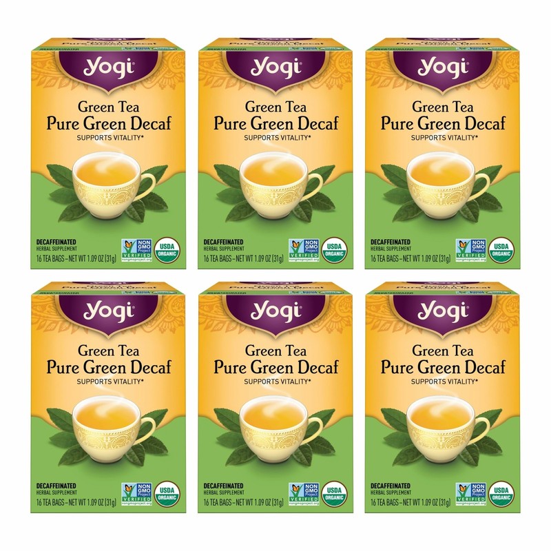 Yogi Tea – Green Pure Decaf (6 Pack) – 96 Count (Pack of 6), Yellow