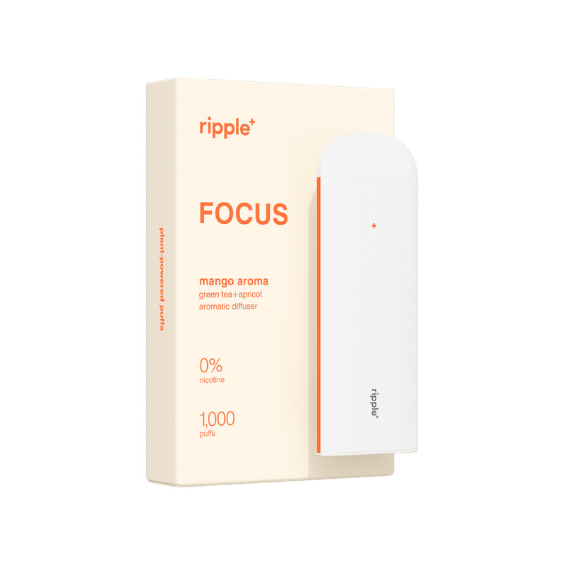 Ripple Mango 0% Nicotine Diffuser, Green Tea & Apricot Extracts, 1,000 Puffs