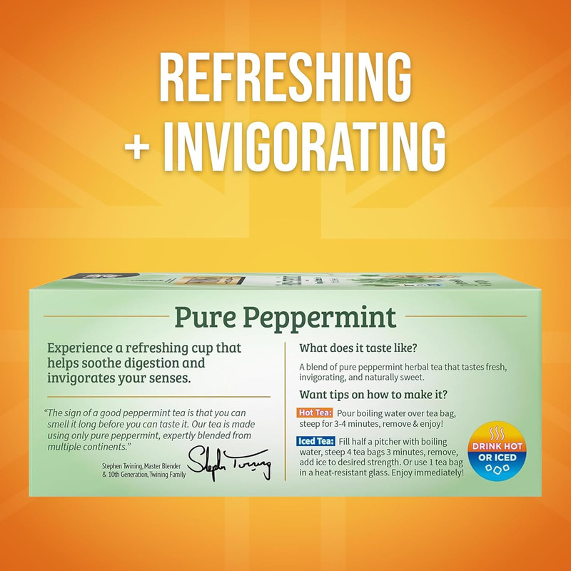 Pure Peppermint Herbal Tea Individually Wrapped Bags, 100 Count (Pack of 1), Fre gallery
