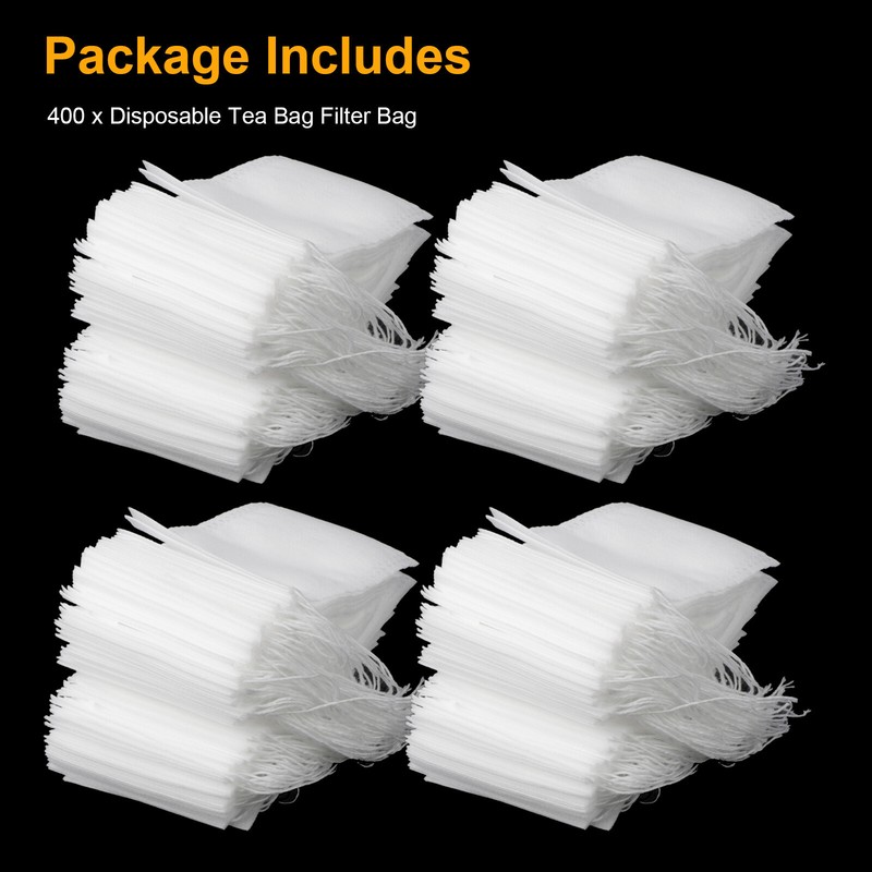 400Pcs Tea Bags Disposable Drawstring Flip Empty Teabags Herb Loose Teas Filters gallery