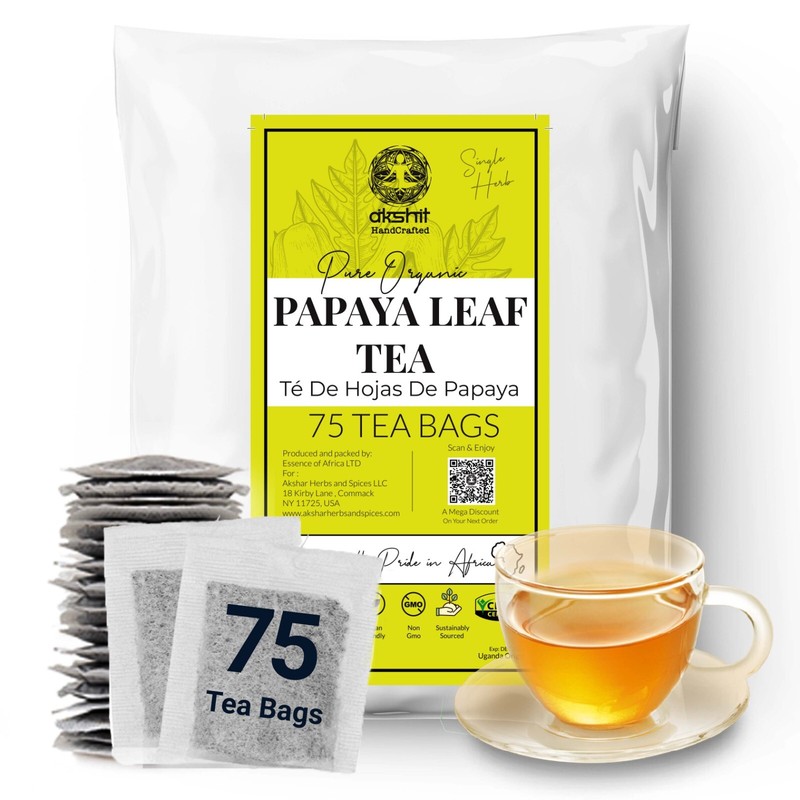 75 Papaya Tea Bags, Papaya Leaf Tea, Te De Hojas De Papaya, Herbal Tea
