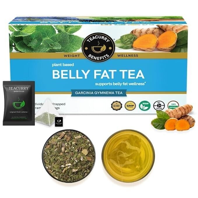 TEACURRY Belly Fat Tea (30 Tea Bags) Supports & Helps to Loose Belly Fat