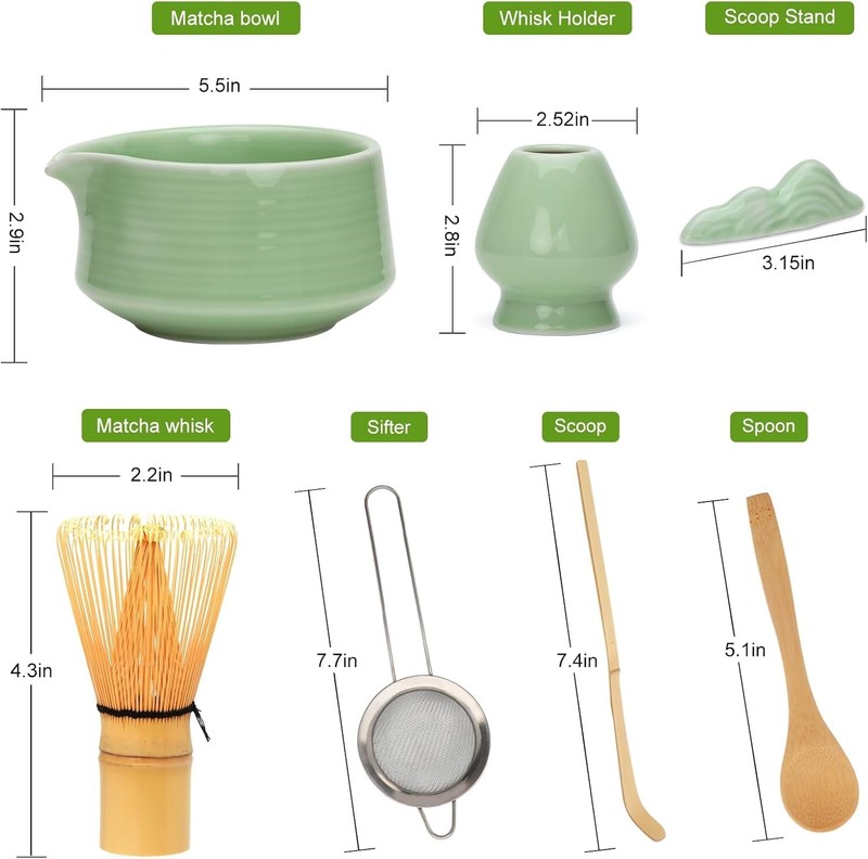 7pcs Green Matcha Whisk Set, Tea Making Tools, Matcha Kit Gift gallery