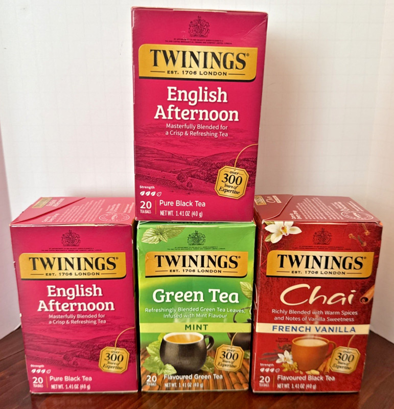 Twinings Tea Assorted Boxes, 4 Count, 20 Bags in Each Box, EXP 2026-2027