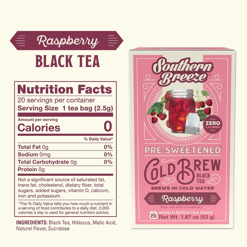 Cold Brew Sweet Tea Raspberry Iced Tea with Black Tea and Zero Carbs Zero Sug... gallery