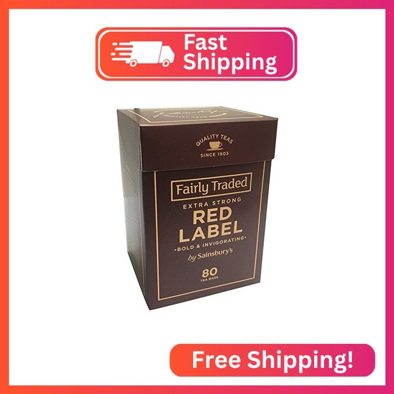 Sainsbury’s Extra Strong Red Label Tea 80 Bags 250g | Fairly Traded Tea from Eng