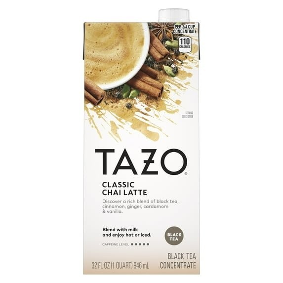 TAZO Classic Chai Latte Black Tea Concentrate 32oz Carton Ready to Drink Tea