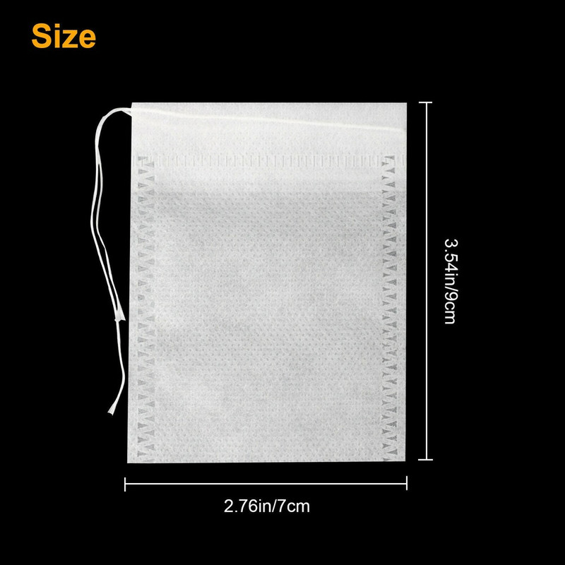 100pcs Non-woven Tea bag Filter Empty Teabags Herb Loose Drawstring Bag 7x9cm gallery