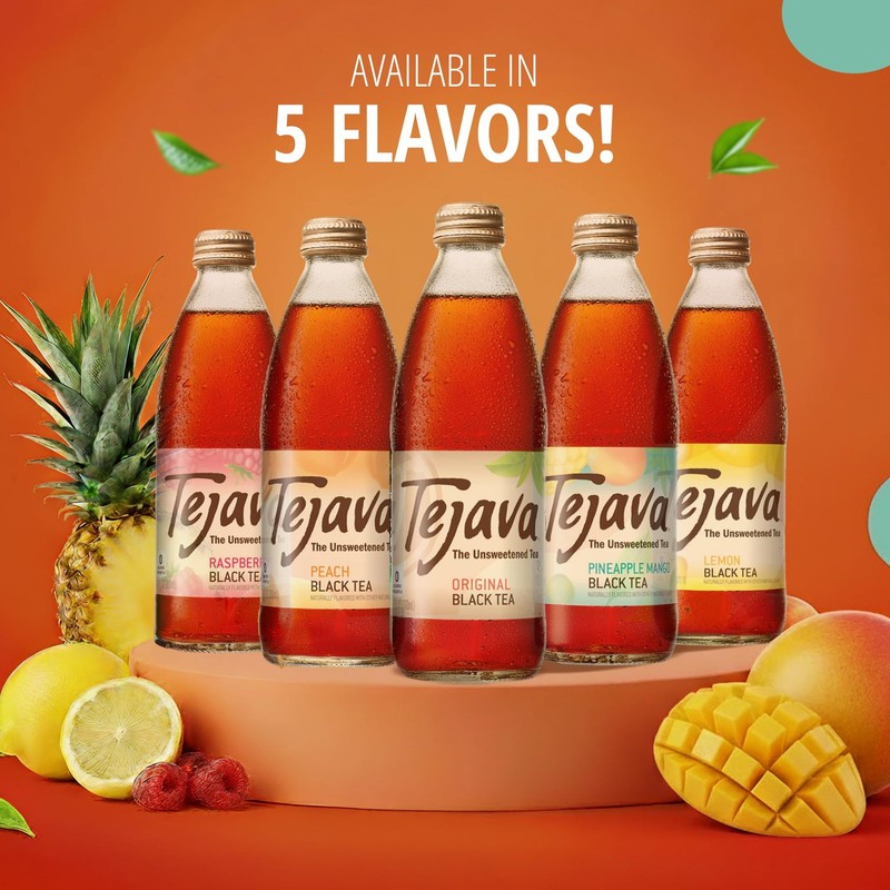Pineapple Mango Black Iced Tea, 4 Pack, 12oz Glass Bottles, Unsweetened, Non-... gallery