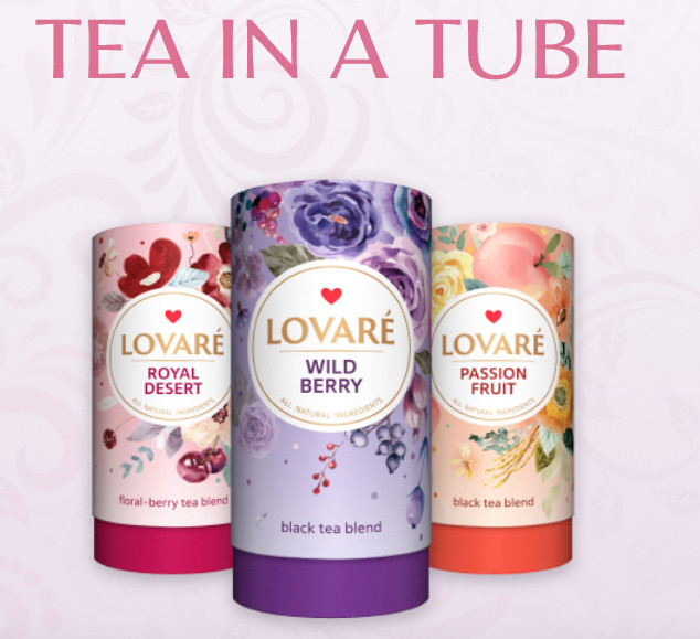 LOVARE Variety Tea in GIFT TUBE 80g + 15 Tea filter bags Made in UKRAINE