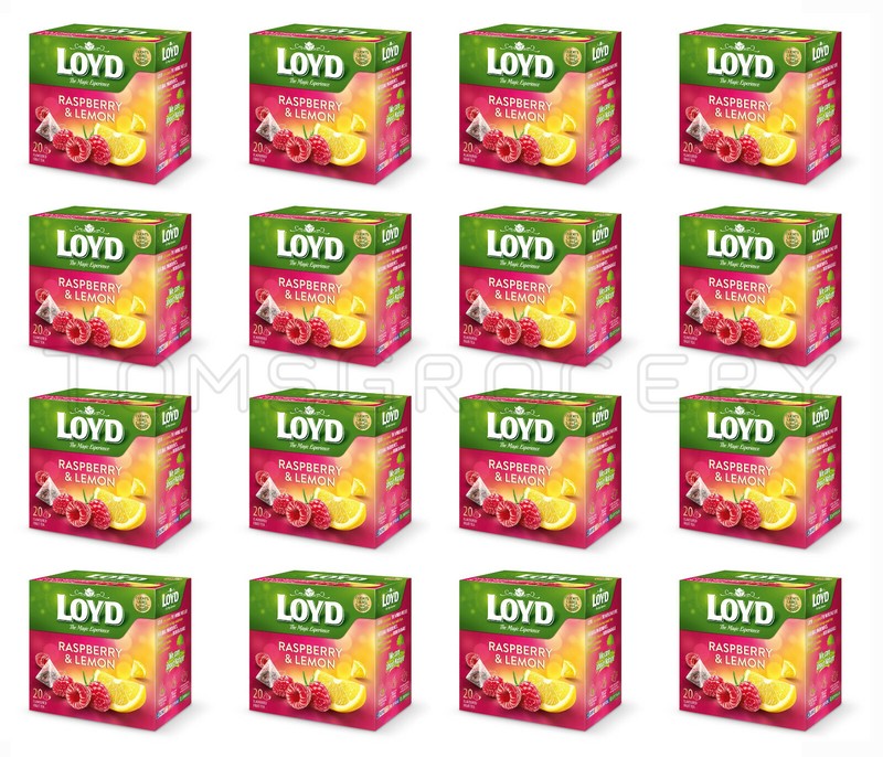LOYD Raspberry & Lemon Fruit Flavor Tea 20 Pyramid Teabags Box 16 X 40g 1.4oz