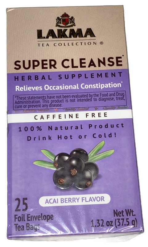Lakma Tea Collection Super Cleanse Tea With Açaí Berry 25 Tea Bags Exp 04/25 BN