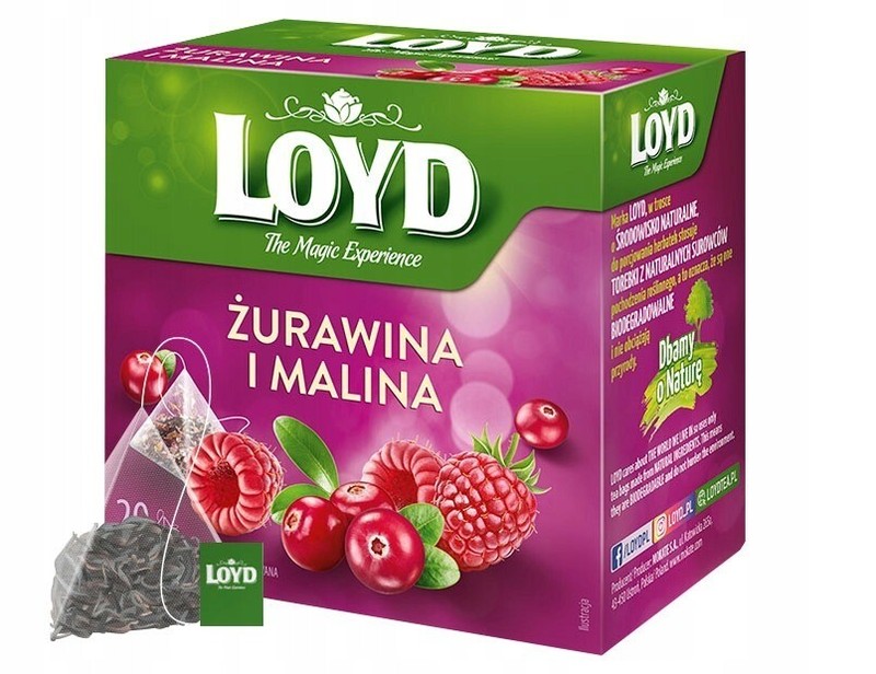 6x LOYD Cranberry & Raspberry Flavored Fruit Tea Silk Pyramid Bags 20 Pcs gallery