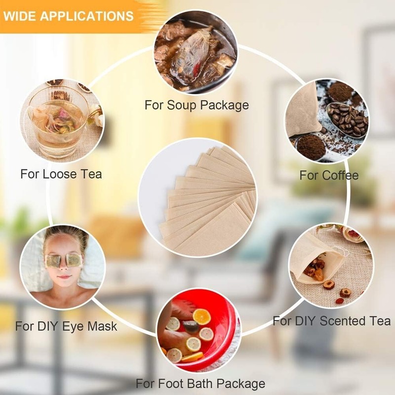 100PCS Disposable Tea Filter Bags - Natural Wood Pulp Tea Infuser for Loose Leaf gallery