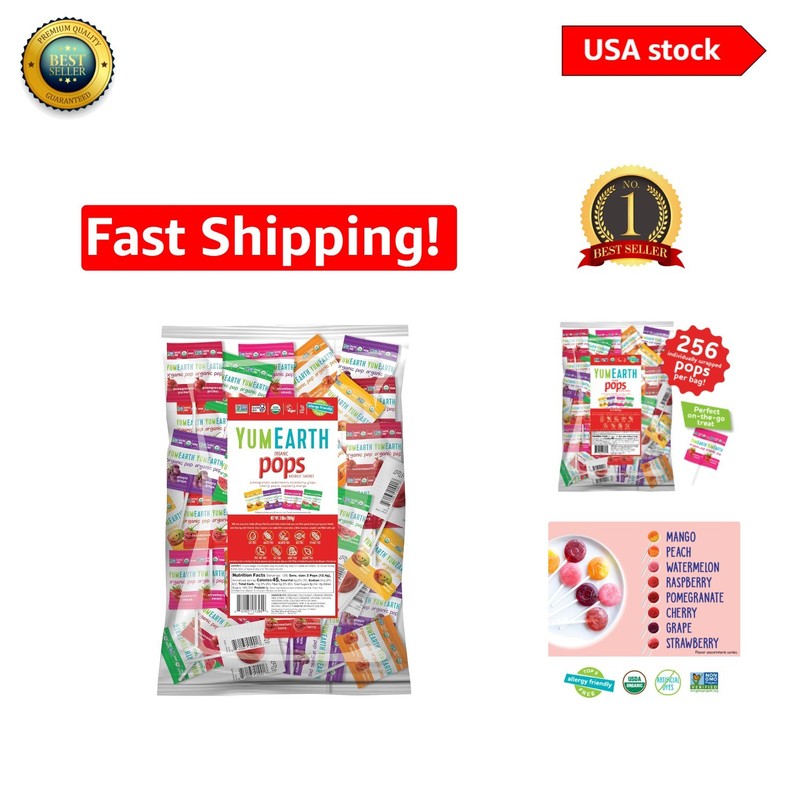 Delicious Organic Fruit Lollipops – 250 Count Non-GMO & No Artificial Flavors