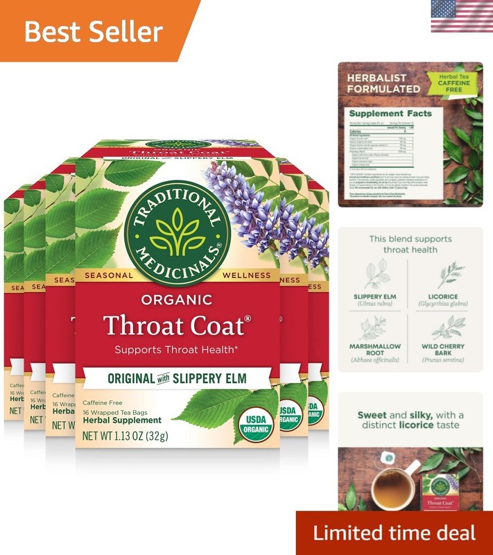 Sustainable Organic Throat Coat Tea – 96 Count, Caffeine-Free & Delicious
