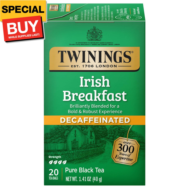 Irish Breakfast Tea, Decaf Tea Bags, Strong and Distinctive Black Decaffeinated