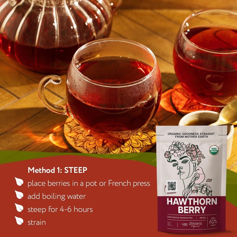 Organic Hawthorn Berry Tea 16oz - Natural Relaxation & Blood Pressure Support gallery