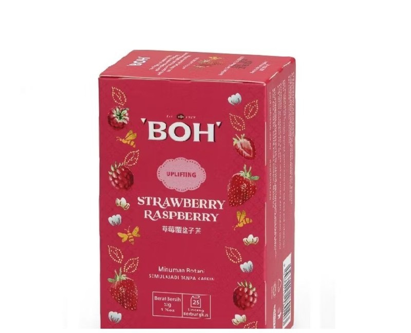 BOH Strawberry Raspberry Tea – Caffeine-Free Fruit Infusion + Free Sabah Tea Mix