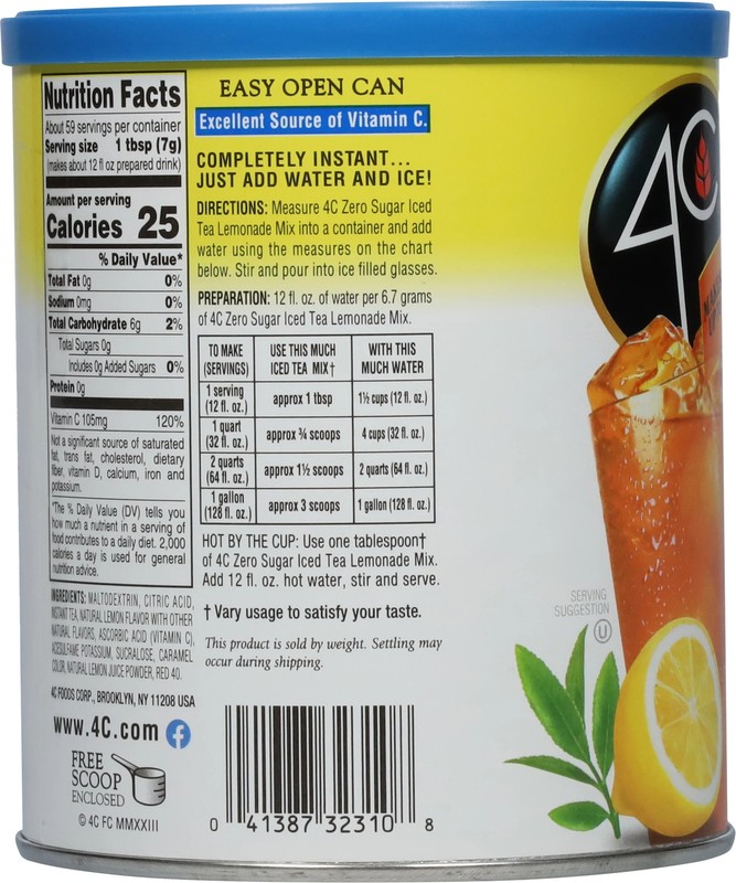Zero Sugar Half Half Iced Tea Lemonade Mix 139 oz gallery
