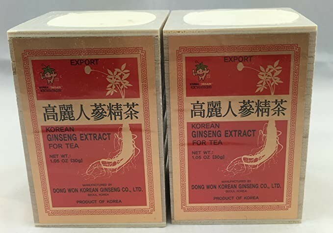2 Cases of Korean Ginseng Extract for Tea in Wood Case -net Wt 1.05 Oz (30g)