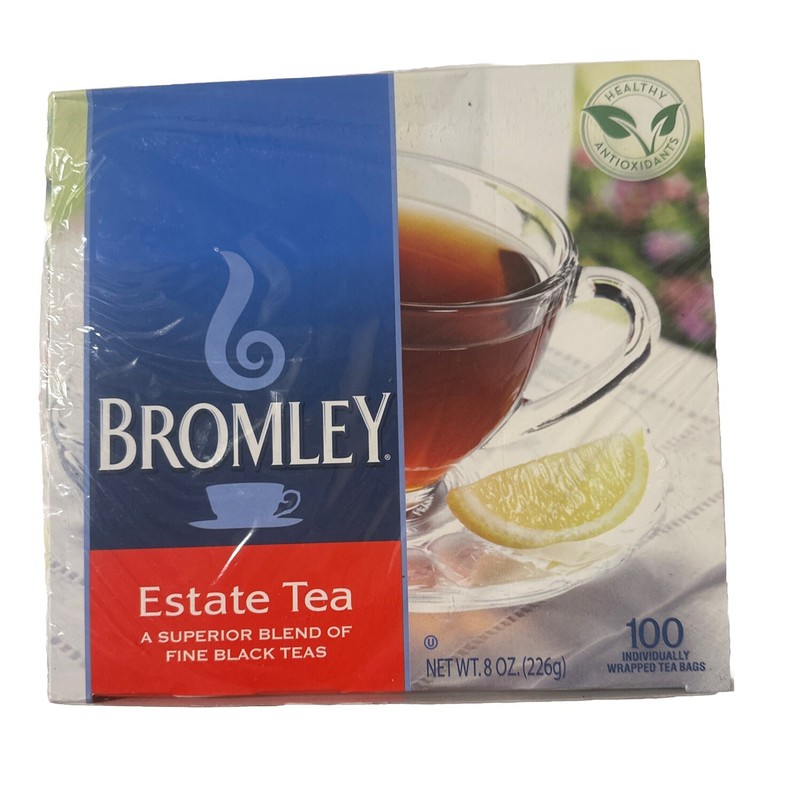 BROMLEY Estate Tea 100 Individually Wrapped Tea Bags 8 oz (226g)