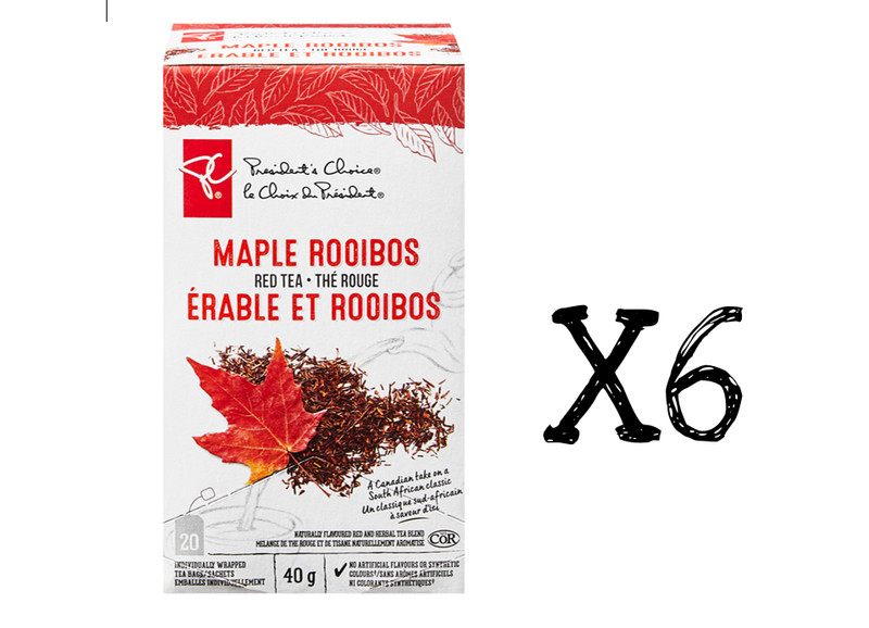 PC President’s Choice Maple Rooibos Red Tea 20 bags 40g x 6 boxes Canada FRESH