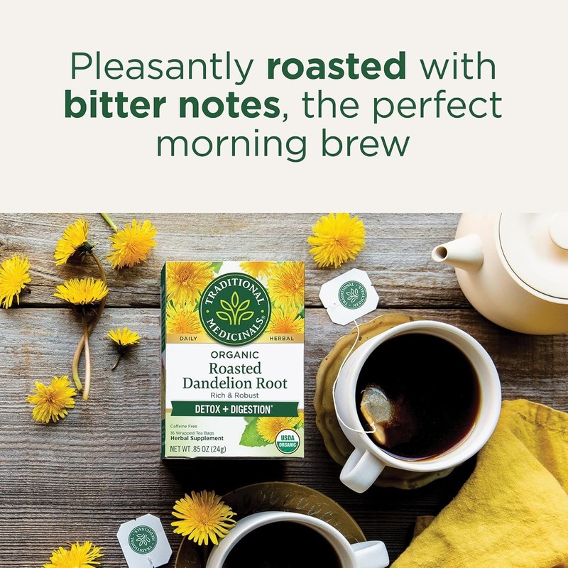 Organic Roasted Dandelion Root Tea - 96 Caffeine-Free Bags for Digestive Health gallery