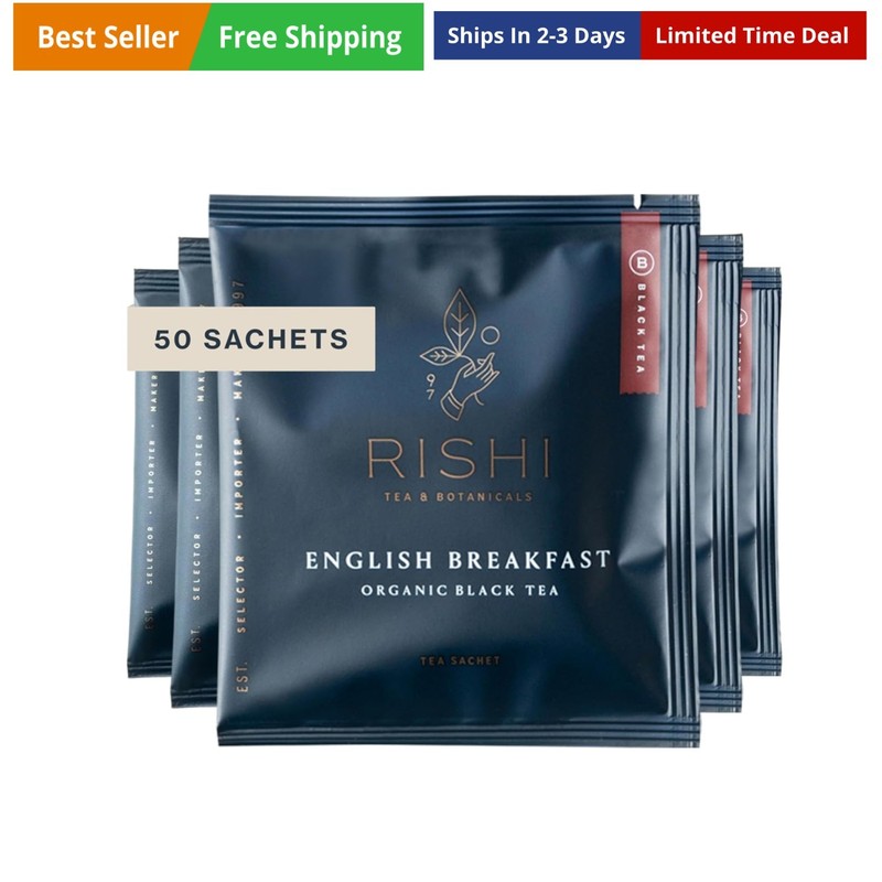 Rishi Tea English Breakfast Tea – Organic Sachet Tea Bags, Energizing & Caffe…