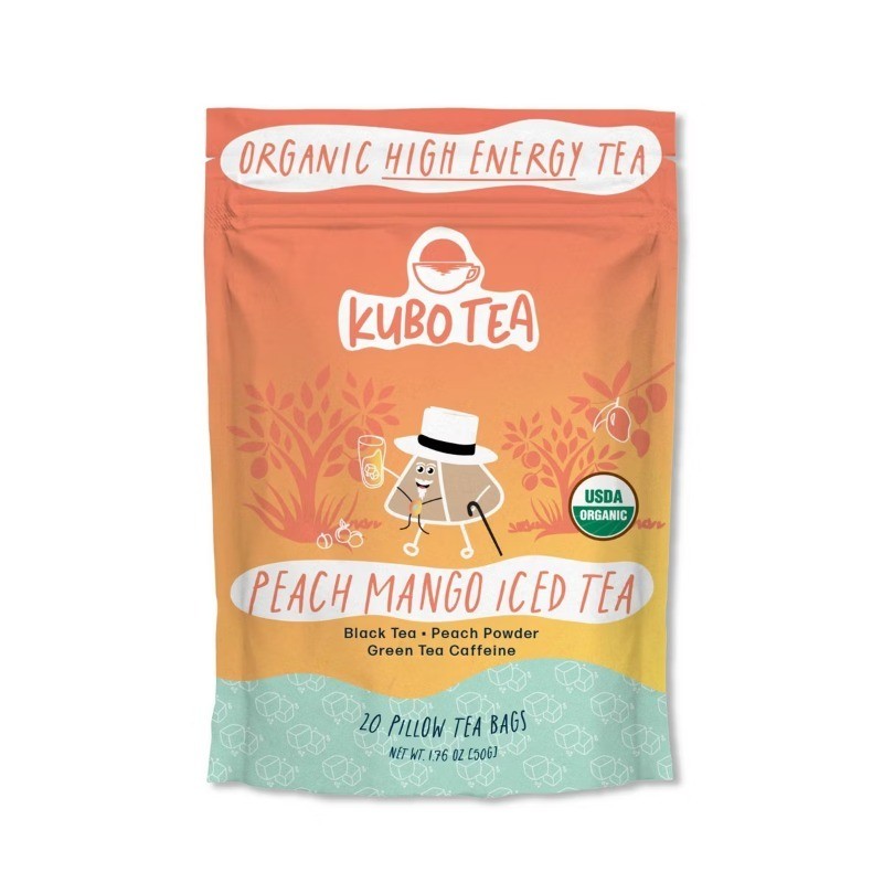 Organic High Caffeine Peach Mango Iced Black Tea Bags – 20ct