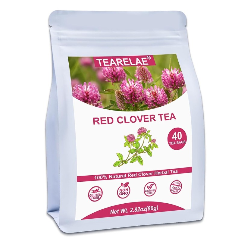 TEARELAE – Red Clover Tea Bags, 40 Count – Premium Natural Red Clover Herb – Caf
