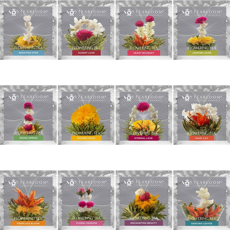 Teabloom Flowering Tea - 12 Unique Varieties of Fresh Blooming 12 Count gallery