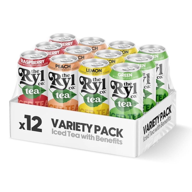 Iced Tea Variety Fruit Sampler Peach Raspberry Lemon Green Zero Sugar 12-Pack