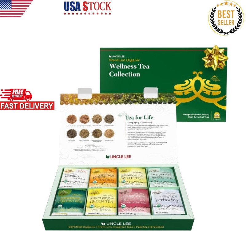 Organic Tea Gift Set – Wellness Tea Sampler Gift Box with Green Teas Pack 48