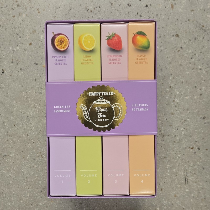 Happy Tea Co. Fruit Tea Library Green Tea Bags 80ct Passion Fruit Variety