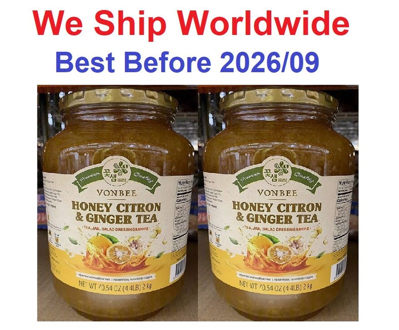 NEW 2 VONBEE Honey Citron & Ginger Tea Jam Salad Dressing 4.4 lb total 8.8 lb !