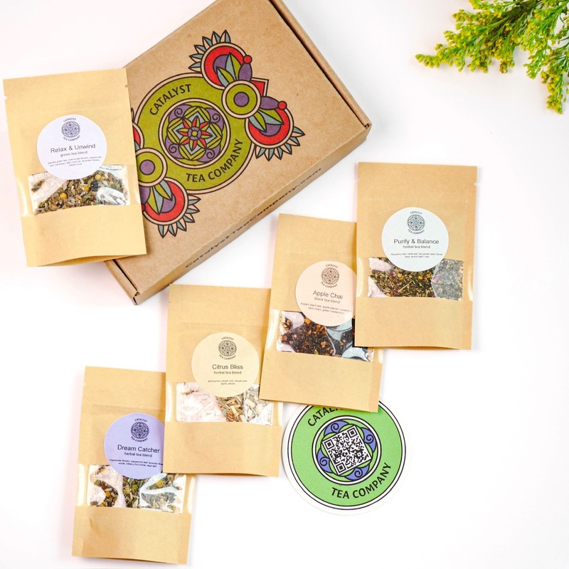 Tea Sampler Gift Set | 5 Handcrafted Herbal & Green Tea Blends | Tea Lover Gift