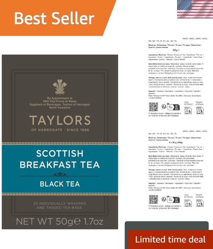 Individually Wrapped Scottish Breakfast Tea Bags - Full Flavor, High Caffeine